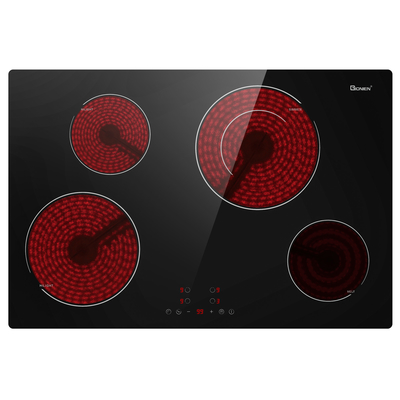 satın al 30 Inch Electric Cooktop 220-240V Yerleşik Keramik Çömlek Fırını En Üst 4 Yanıcı 6900W online manufacture