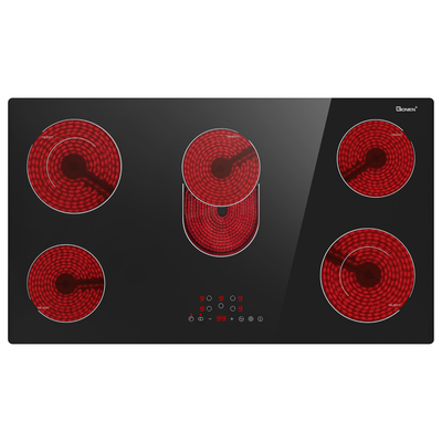 36 Inch 5 Burners Elektrikli Mutfak 8400w Parlak Seramik Mutfak 220~240v